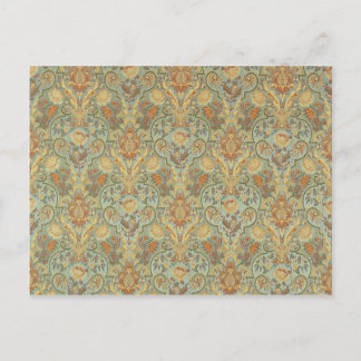 Carte Postale Vintage motif floral Paisley Cyan vert Jaune