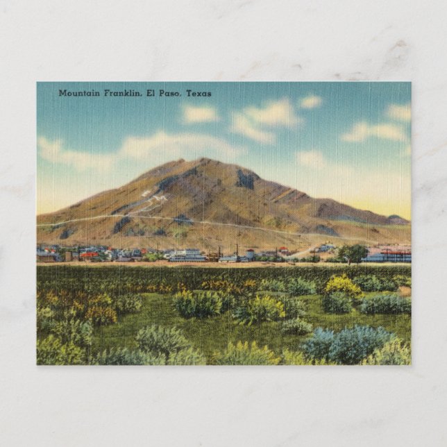 Carte Postale Vintage, Mountain Franklin, El Paso, Texas (Devant)