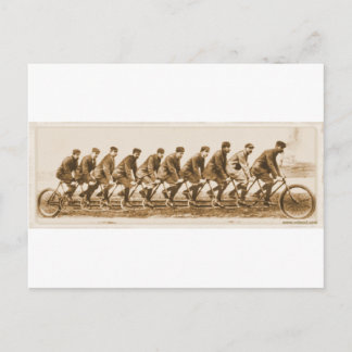 Carte Postale Vintage multipersonne Tandem Bicyclette vieille ph