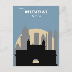 Carte Postale Vintage Mumbai India City Skyline Travel