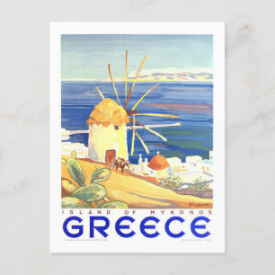 Carte Postale Vintage Mykonos, Grèce, affiche Voyage