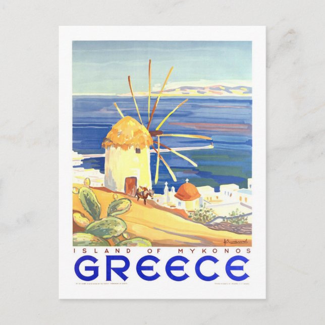 Carte Postale Vintage Mykonos, Grèce, affiche Voyage (Devant)