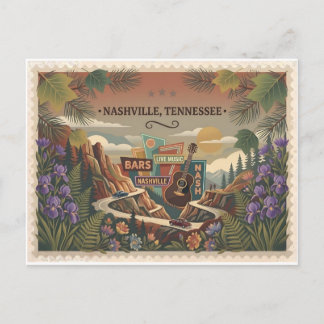 Carte Postale Vintage Nashville Tennessee Music City Poster Art