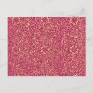 Carte Postale Vintage néon rose clair motif floral jaune clair