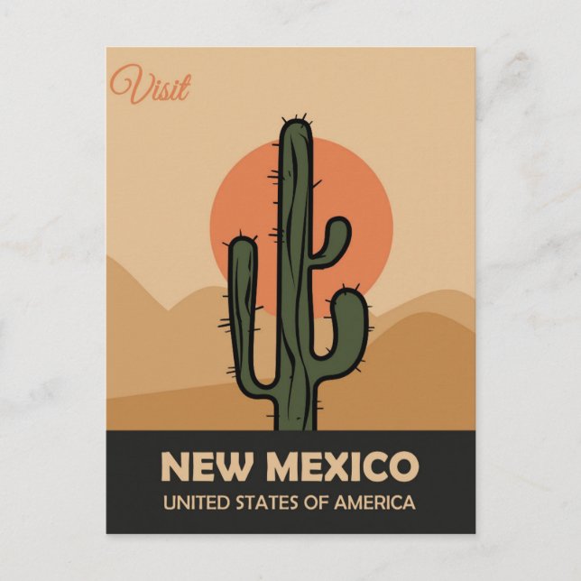 Carte Postale Vintage New Mexico Desert Cactus Travel (Devant)