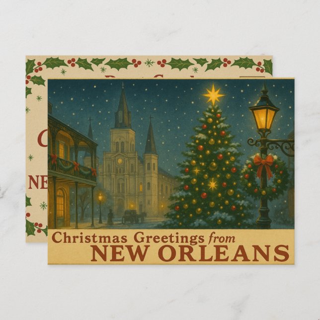 Carte Postale Vintage New Orleans Christmas Postcard (Devant / Derrière)