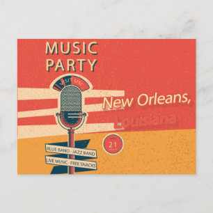 Carte Postale Vintage New Orleans, Louisiane Music Party
