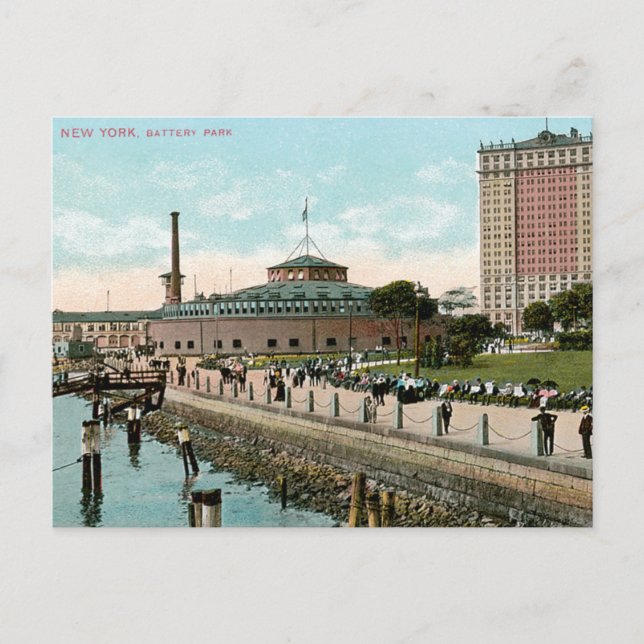 Carte Postale Vintage New York, Battery Park (Devant)