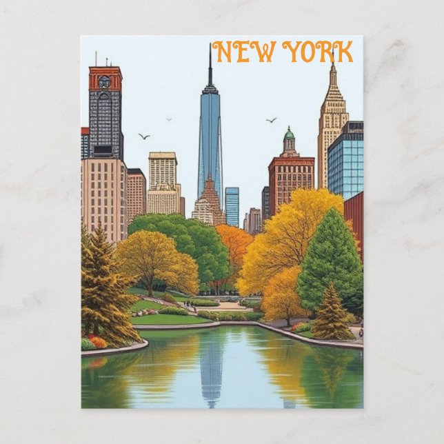 Carte Postale Vintage New York City Central Park (Devant)