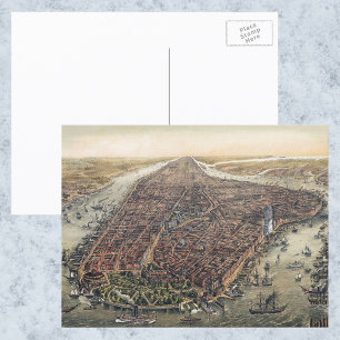 Carte Postale Vintage New York City, Manhattan, Brooklyn Bridge