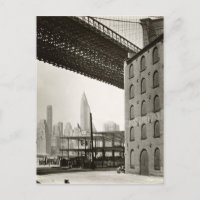 Vintage New York City Skyline Brooklyn Bridge