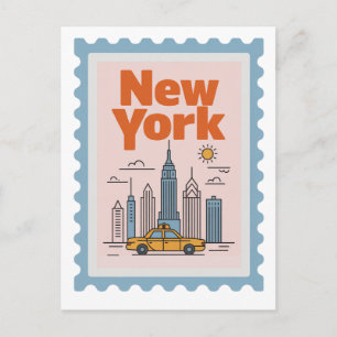 Carte Postale Vintage New York City Voyage Minimaliste Skyline
