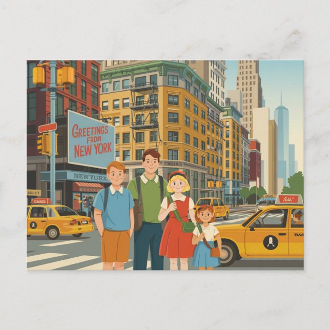 Carte Postale Vintage New York | Salutation de (Devant)