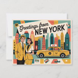 Carte postale vintage New York Salutations de