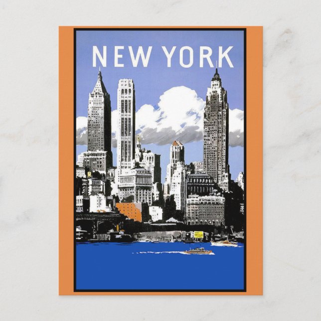 Carte Postale Vintage New York Skyline (Devant)