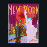 Carte Postale Vintage New York Travel<br><div class="desc">Carte postale vintage New York Travel. Vintage look extraordinaire New York carte postale avec le célèbre skyline et Statue de la Liberté et avec le texte entièrement personnalisable "extraordinaire",  "New York",  "New York" et "États-Unis d'Amérique". Une grande carte souvenir NY City !</div>