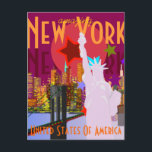 Carte Postale Vintage New York Travel<br><div class="desc">Carte postale vintage New York Travel. Vintage look extraordinaire New York carte postale avec le célèbre skyline et Statue de la Liberté et avec le texte entièrement personnalisable "extraordinaire",  "New York",  "New York" et "États-Unis d'Amérique". Une grande carte souvenir NY City !</div>
