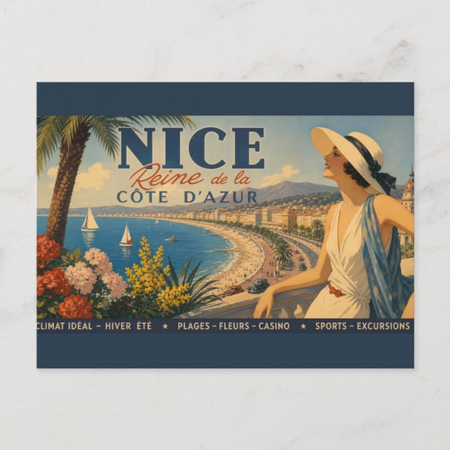 Carte Postale Vintage Nice Reine Côte d'Azur (Devant)