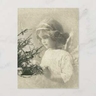 Carte postale vintage Noël ange fille