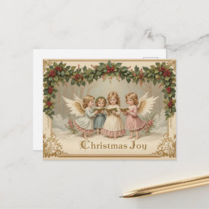 Carte Postale Vintage Noël Anges Classique Retro Fêtes