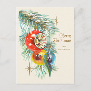 Carte Postale Vintage Noël Belle Baubles antiques CC1246