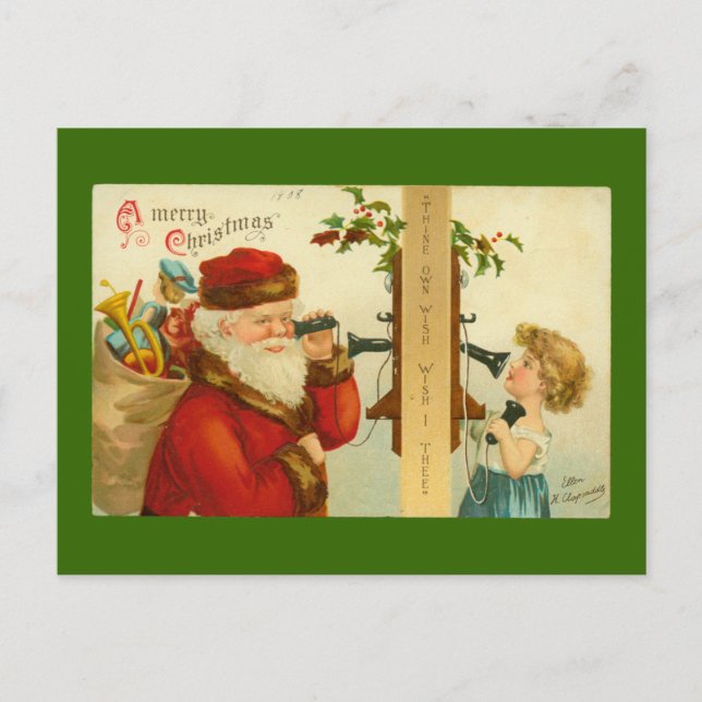 Carte postale Vintage Noël du Père Noël Imprimer (Devant)