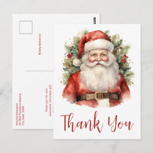 Carte Postale Vintage Noël Père Noël Merci souriant