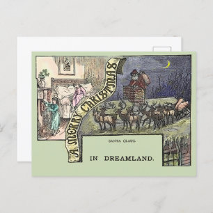 Carte Postale Vintage Noël Père Noël Reindeer et les enfants