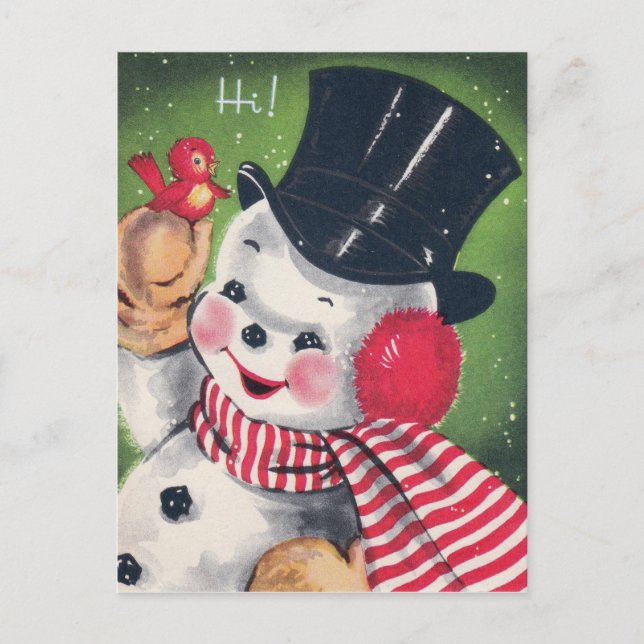 Carte postale Vintage Noël rétro snowman (Devant)
