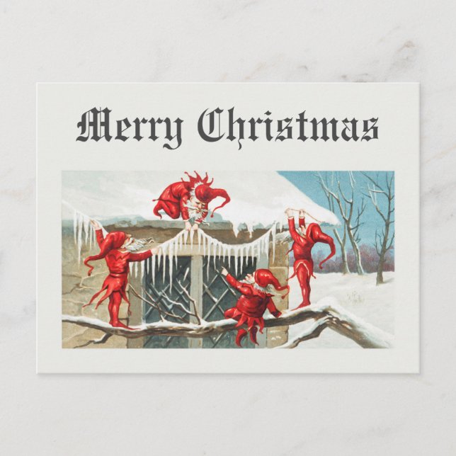 Carte Postale Vintage Noël Santa Elfes  (Devant)