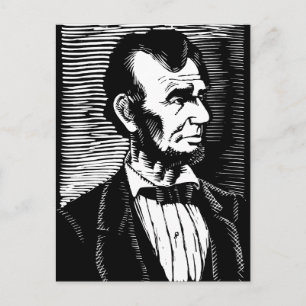 Carte Postale Vintage noir et blanc Abraham Lincoln Portrait