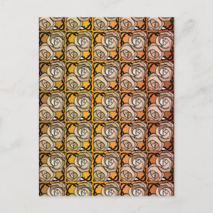 Carte Postale Vintage noir et or Rose motif floral