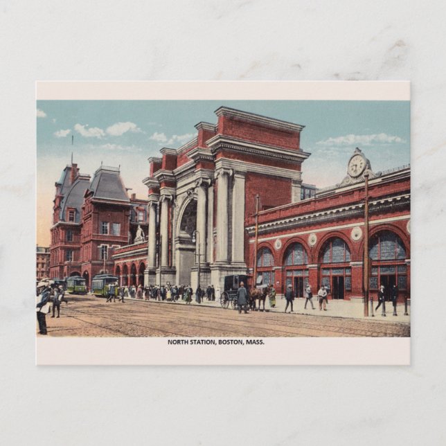 Carte postale vintage North Station Boston (Devant)
