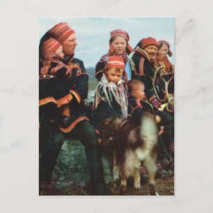 Carte Postale Vintage Norway, Lapland, Sami family 1950