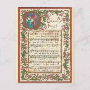 Carte Postale Vintage Ô venez tous fidèles...