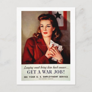 Carte Postale Vintage Obtenir un emploi de guerre Poster féminin