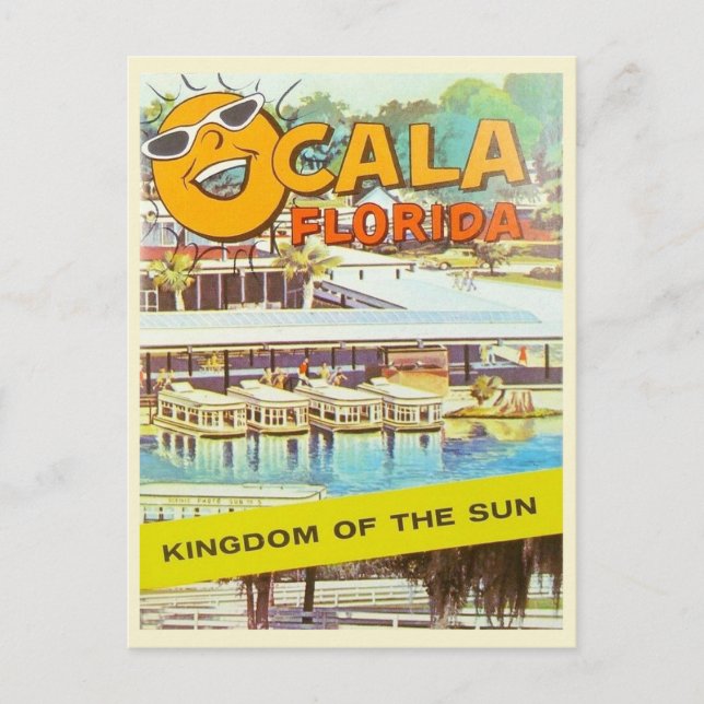 Carte Postale Vintage Ocala, Floride Bateaux touristiques (Devant)
