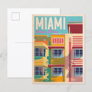 Carte Postale vintage Ocean Drive Miami