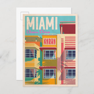 Carte Postale vintage Ocean Drive Miami