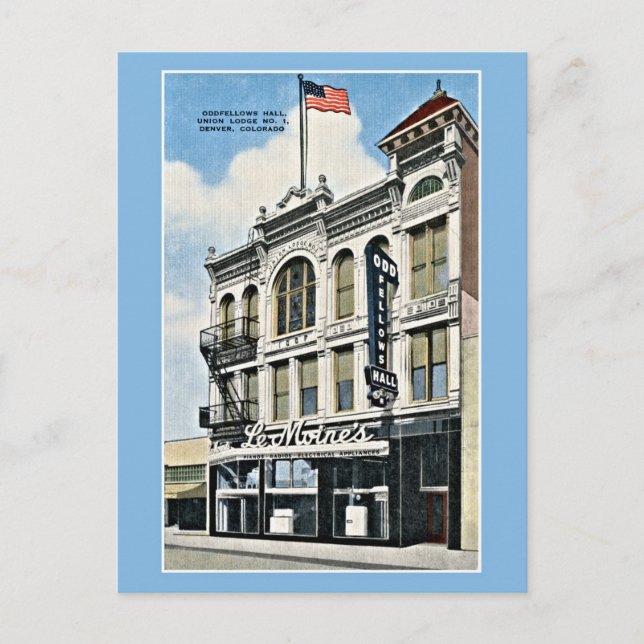 Carte Postale Vintage Oddfellows Hall, Denver, Co (Devant)