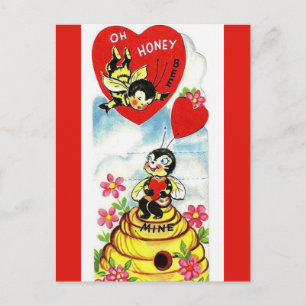 Carte Postale Vintage Oh Honey Bee Mine Valentine