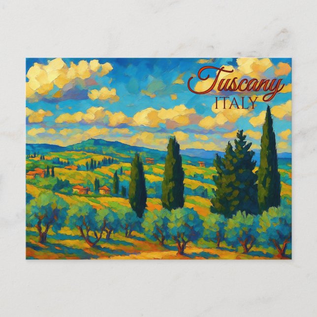 Carte Postale Vintage Olive Toscane Italie Retro Europe Travel (Devant)