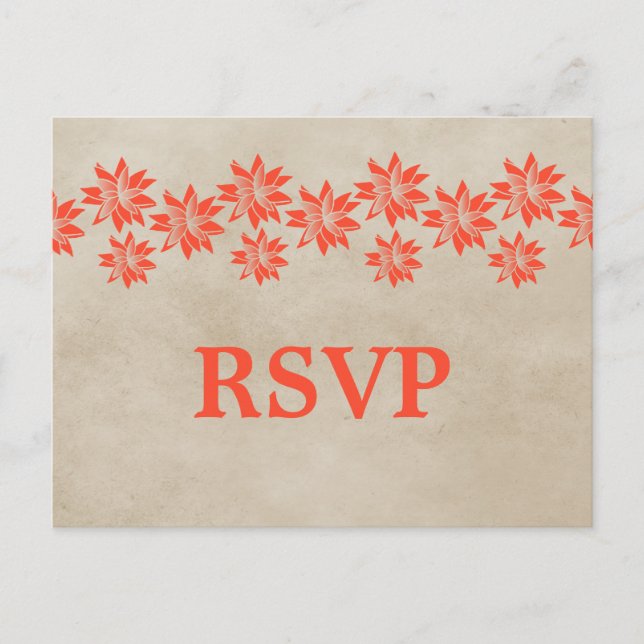 Carte postale Vintage Orange Floral RSVP (Devant)