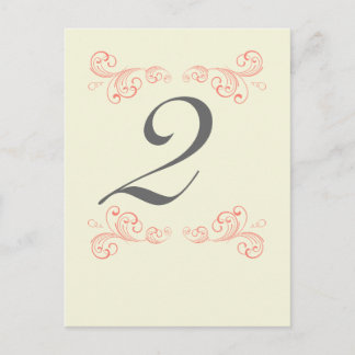 Carte Postale Vintage, orange, gris Mariage Numéro de tableau