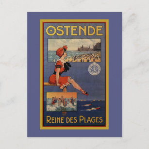 Carte Postale Vintage Ostende été plage Voyage plage beauté de b
