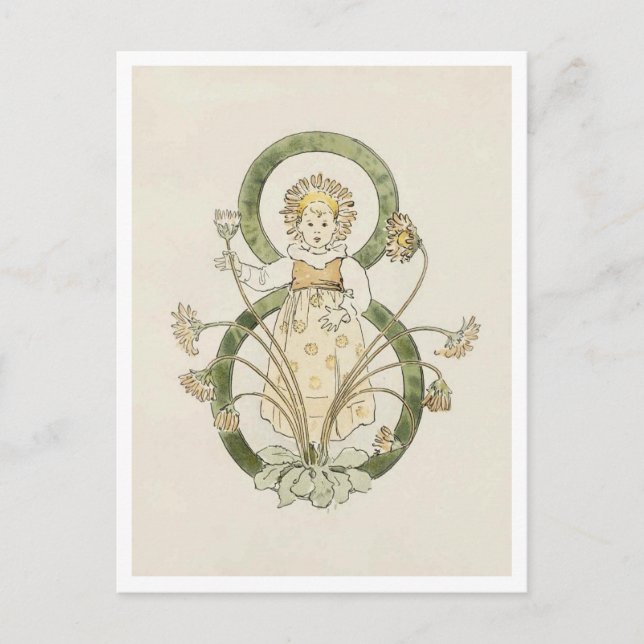 Carte Postale Vintage Ottilia Adelborg Fleur - 8 (Devant)