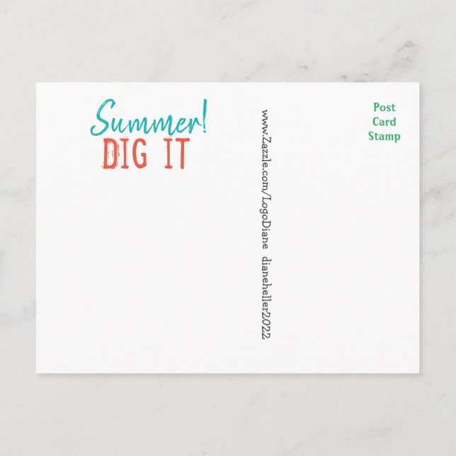 Carte postale vintage outil jardin par Diane Helle (Dos)