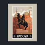 Carte Postale Vintage Padua Padova Voyage en Italie<br><div class="desc">Retiré et restauré à partir d'une affiche publicitaire de voyage d'époque. Padoue (Italienne : Padoue) est une ville et une commune dans la Vénétie,  le nord de l'Italie. C'est la capitale de la province de Padoue et le centre économique et de communication de la région.</div>