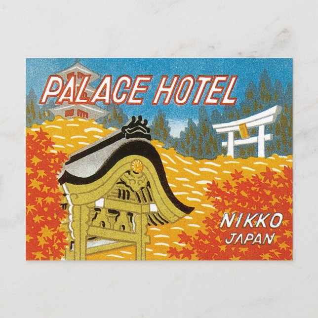 Carte Postale Vintage Palace Hotel Japon Étiquette Art (Devant)