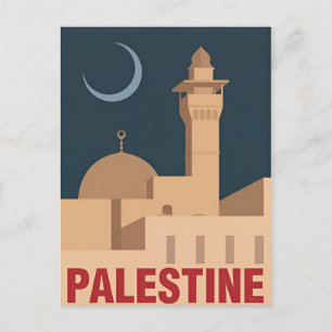Carte Postale Vintage Palestine Voyage aquarelle rétro